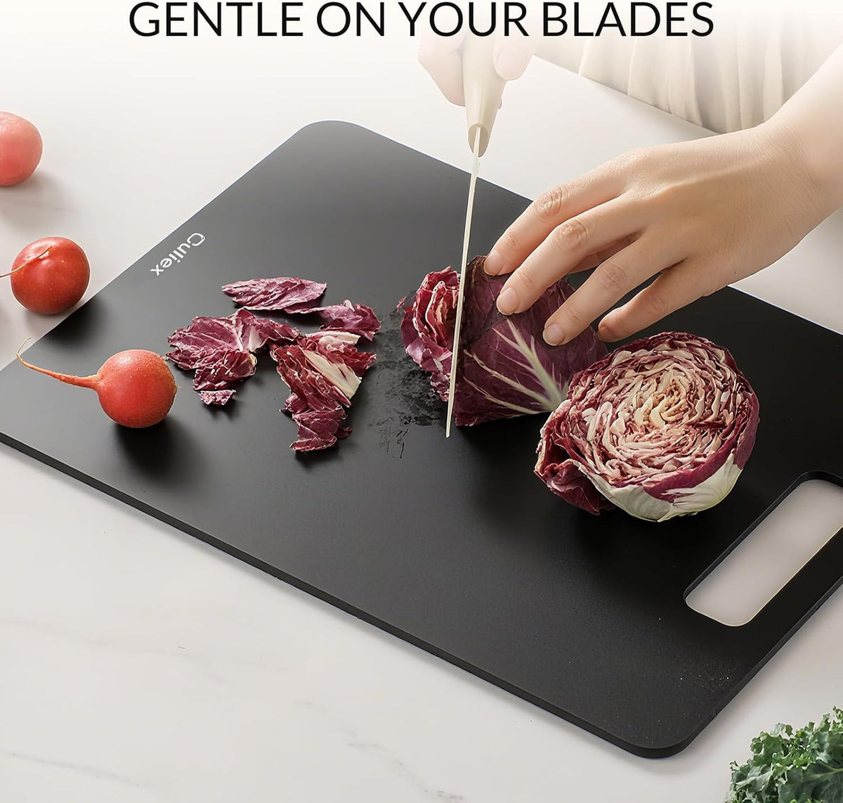 Cutting Boards for Kitchen [Set of 2], Wood Fiber Composite Cutting Board, Dishwasher Safe, Non Slip Non Toxic Chopping Board for Meat Vegetables Fruit Cheese - Black