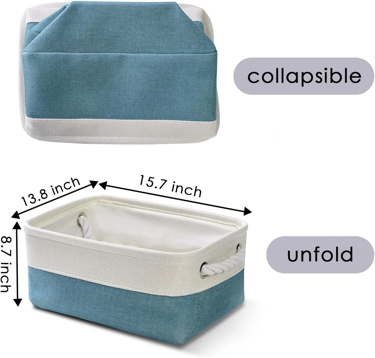 Organization and Storage Basket for Organizing - 12X8X5.2 inch 6 Pack Fabric Cube Storage Bin Collapsible Baskets for Shelves, Storage Box for Cloth Decorative room (White & Green)