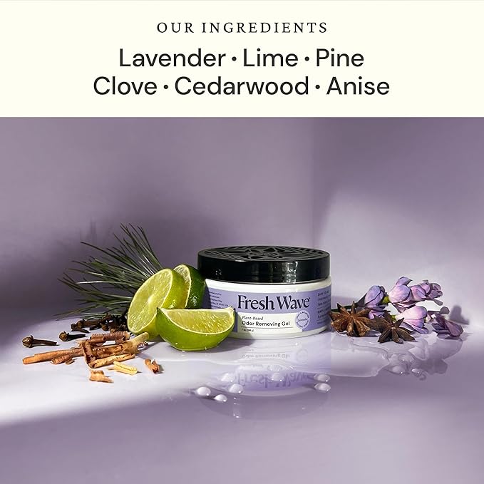 Fresh Wave Lavender Odor Removing Gel, 7 oz., Pack of 3 - Safer Odor Absorbers for Home, Natural Plant-Based Odor Eliminator, Every 7 oz. lasts 15-30 Days, For Cooking, Trash & Pets
