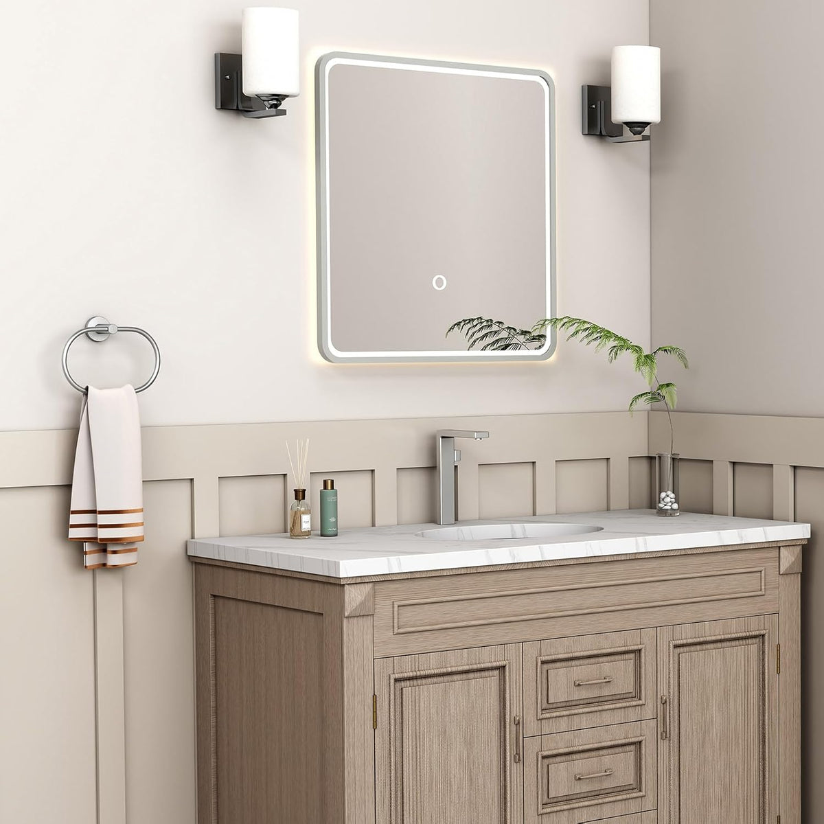 Suyar Towel Ring Brushed Nickel, SUS 304 Stainless Steel Bathroom Hand Towel Holder Wall Mounted, Oval Shape