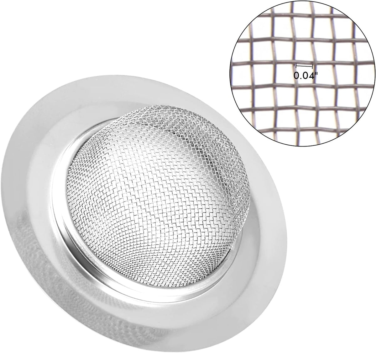 2Pcs Kitchen Sink Strainer, Stainless Steel Mesh Sink Drain Cover, Large Wide Rim 4.5" Diameter Sink Drain Strainer Basket Catcher