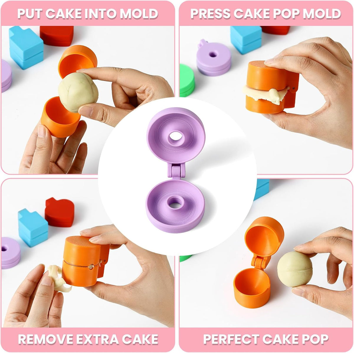 2 PCS Donut Cake Pop Mold Shapes Press Set, 3D Printed Cake Pop Cutter and Pusher, Baking Tools Accessories for Home Baking, Birthday Parties, Wedding Desserts
