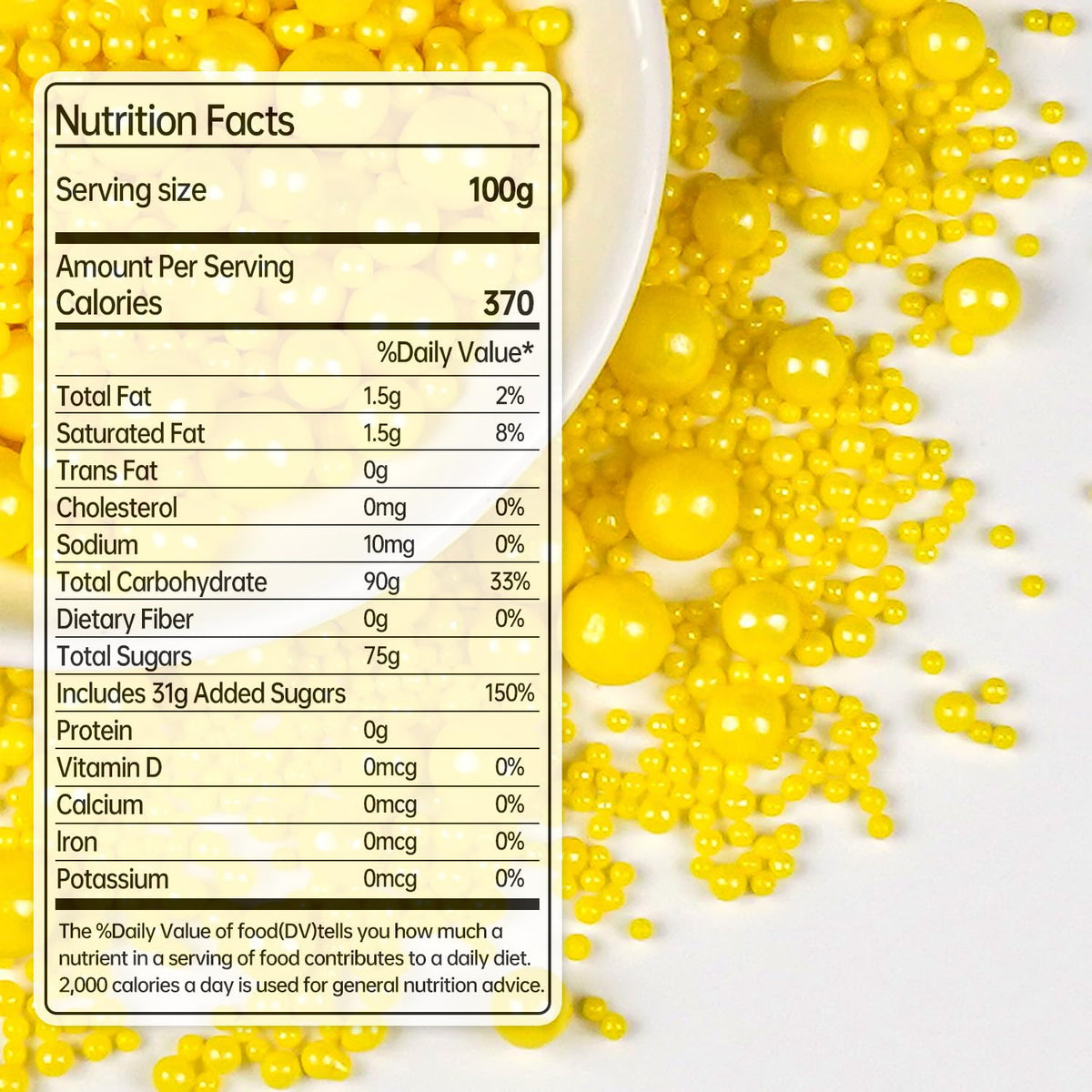 Yellow Pearl Sprinkles for Cake Decorating, Edible Candy Sugar Pearls, 150g/5.29oz Mix Size, Cake Decorations, Cupcake Topper, Ice cream, Cookie, Holiday, Easter, Valentine's Day, Christmas Supplies