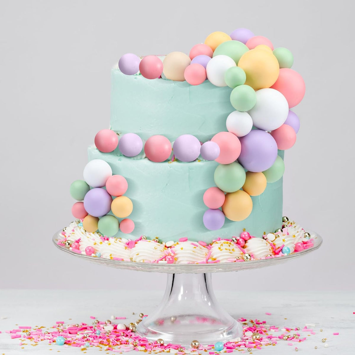 108 Pcs Balls Cake Topper DIY Cupcake Insert Foam Balloons for Cake Baking Wedding Anniversary Birthday Decoration(Vivid Colors,Multi Sizes)