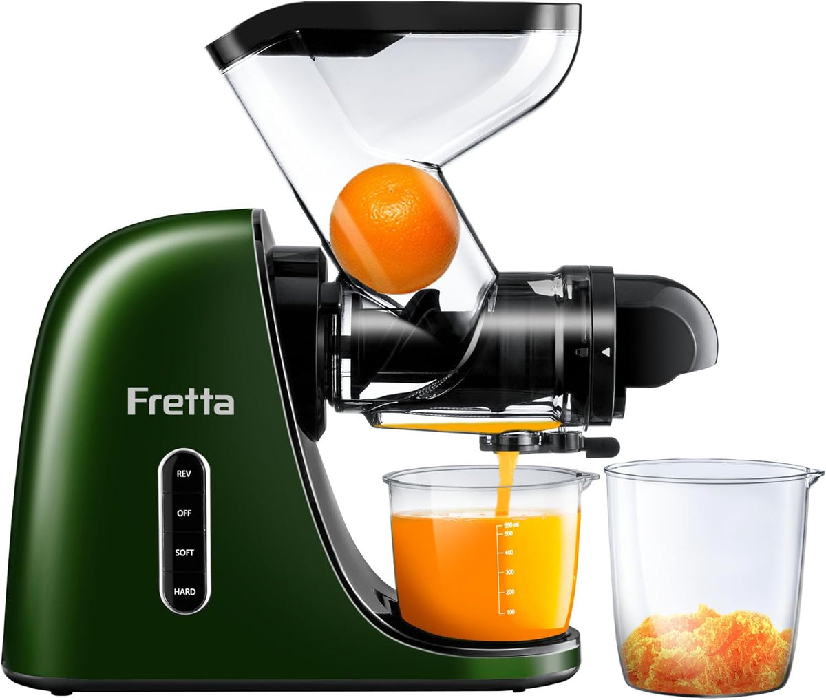 Cold Press Juicer, Masticating Slow Juicer,Juicer Machines Vegetable and Fruit, 3-Inch Wide Feeding Chute, BPA Free Easy to Clean,Quiet and Strong DC Power, 200W(Dark Green)