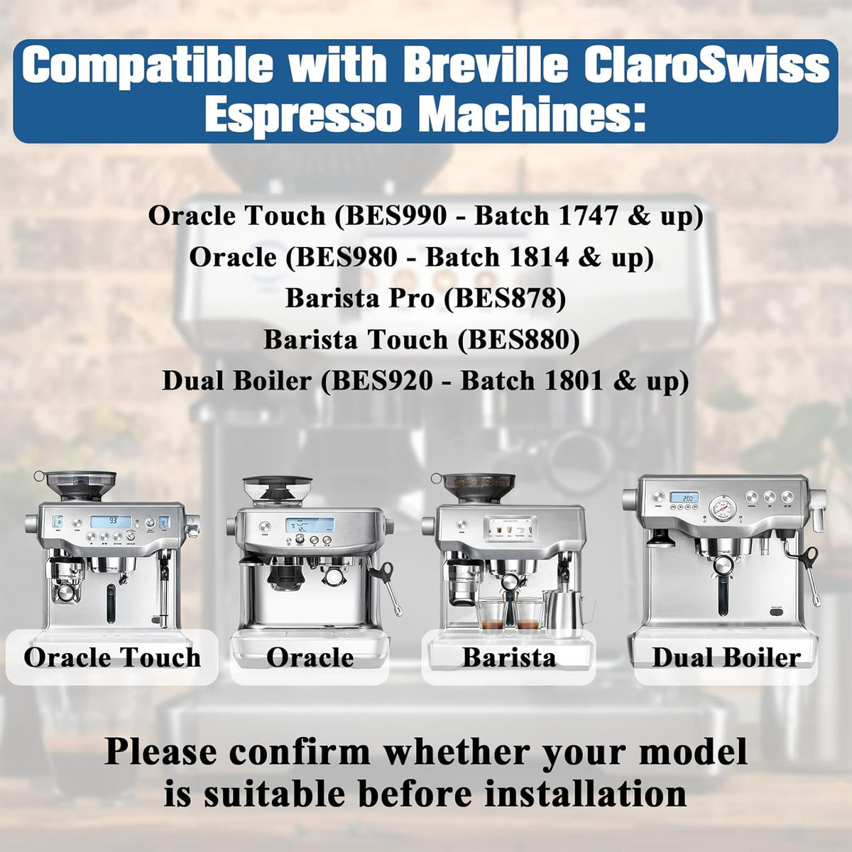 6 Pack Replacement Water Filter for Breville Espresso Machine Barista Touch Bes880, Barista Pro BES878, Oracle Touch BES990, Oracle BES980, Dual Boiler BES920 Bambino ClaroSwiss Sage by Funmit