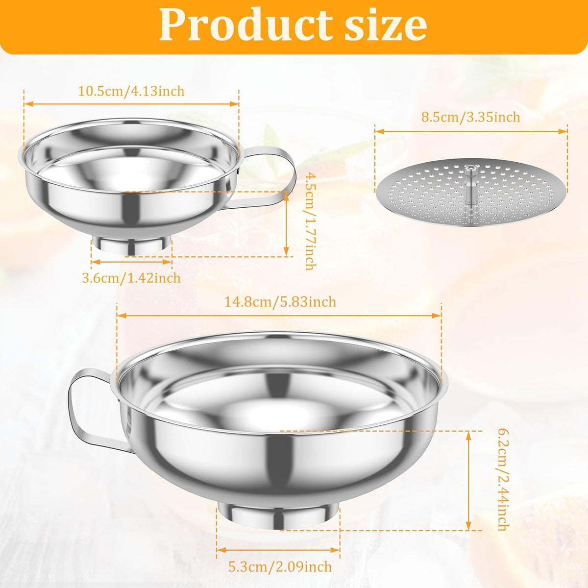 12 Pcs Canning Funnel with Strainer Stainless Steel Canning Multifunctional Wide Mouth Kitchen Stackable Mason Jar Funnel for Filling Bottles