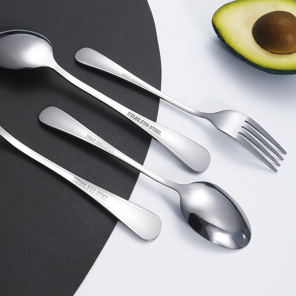 Silverware Set 20 Piece Stainless Steel Flatware Set Silverware Utensils for 4 People Includes Forks Knives Spoons & Salad Forks Dishwasher Safe Durable Tableware for Home Restaurant or Outdoor Use