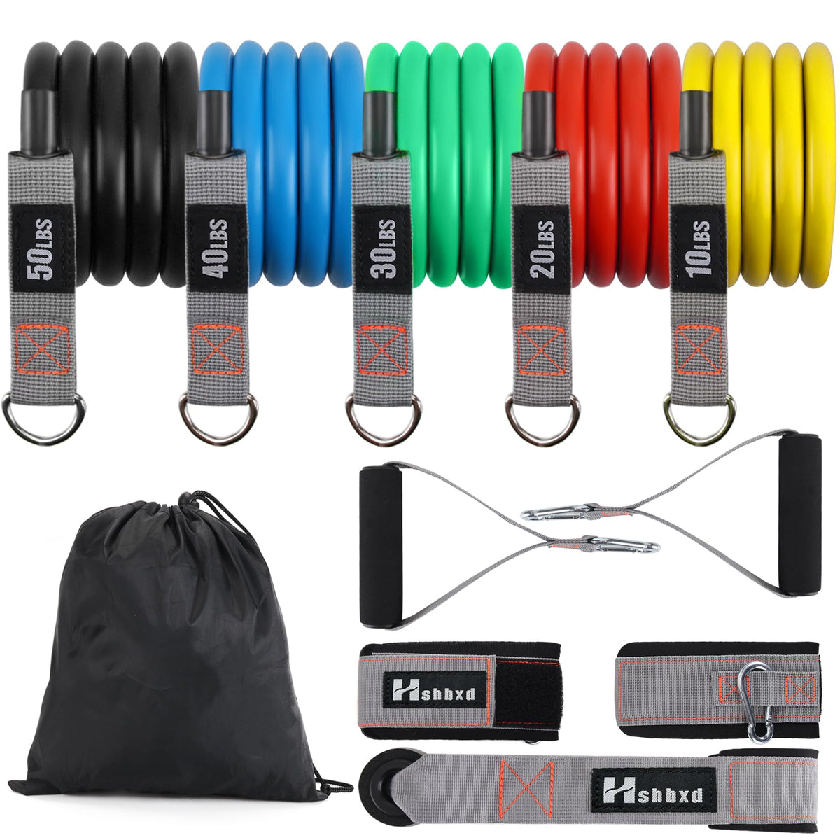 Resistance Bands Set with Handles and Door Anchor for Home Workouts