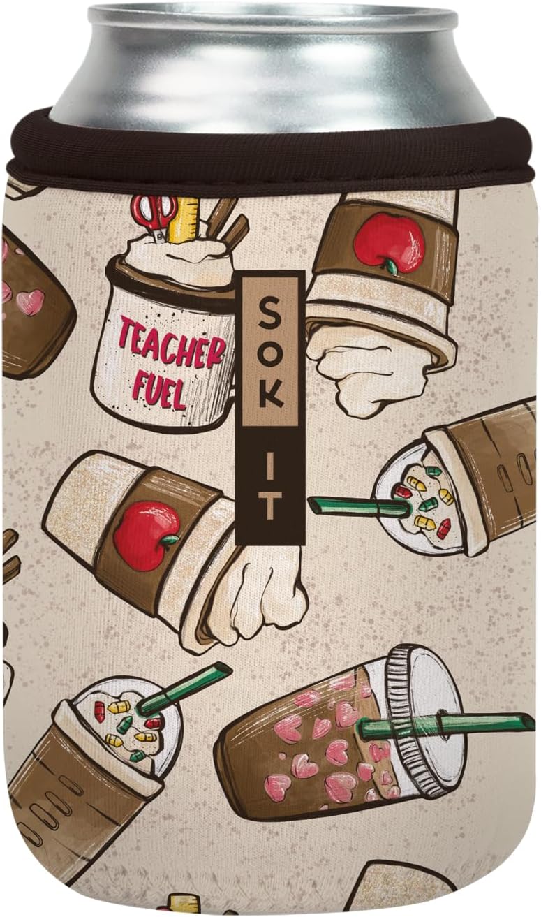 Sok It CanSok Sleeve for Beer & Soda Insulated Neoprene Cover (Teacher's Favorite, 12oz Can Sleeve)
