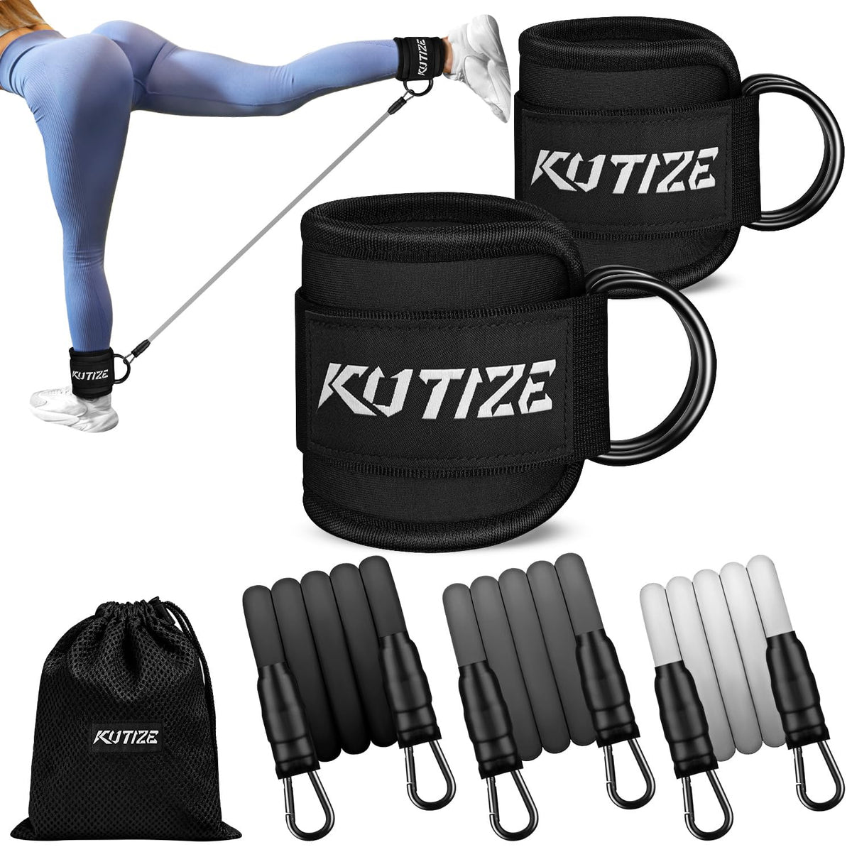 Ankle Resistance Bands for Legs, Booty Bands with Ankle Straps for Women