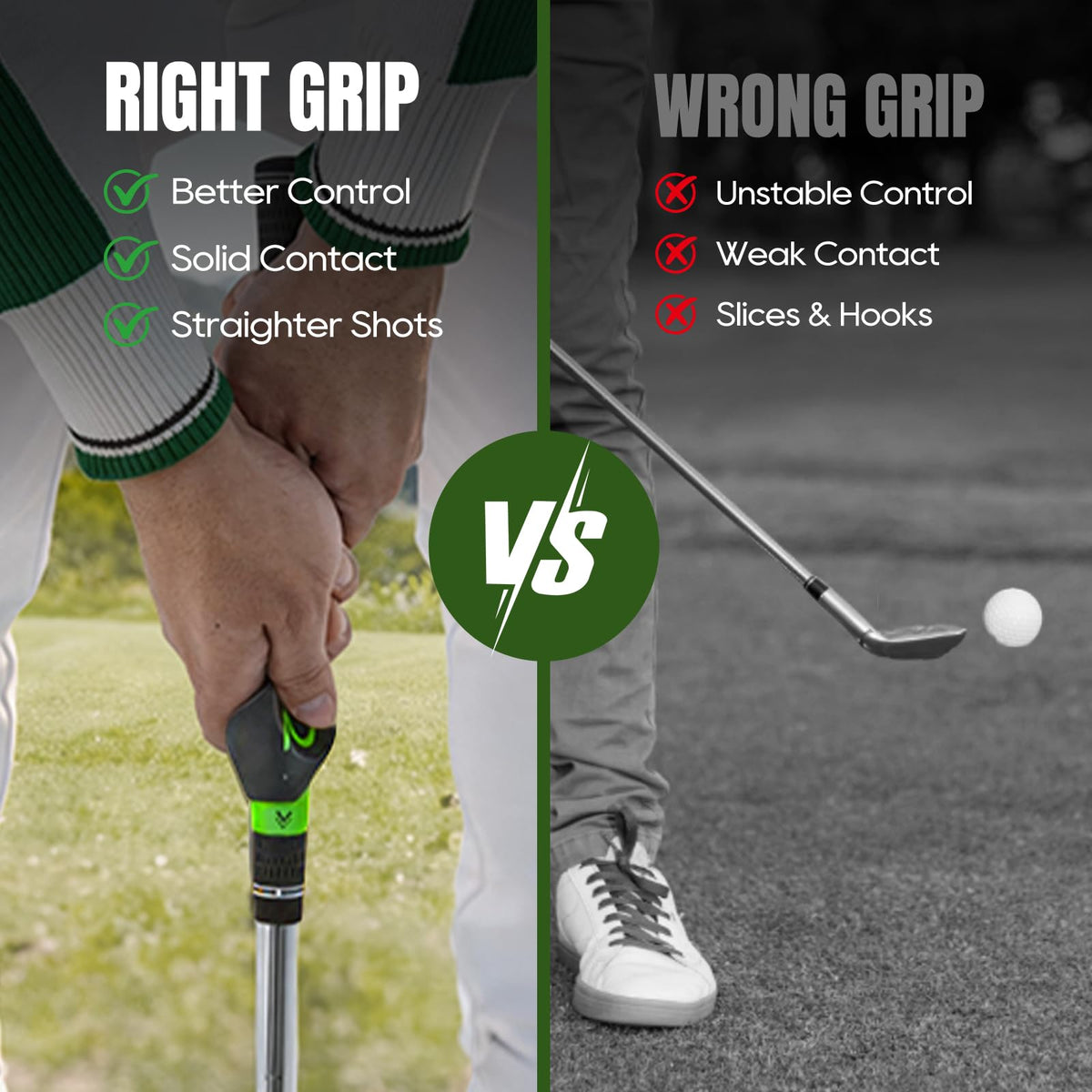 FJZLIFE Golf Grip Trainer, Correct Hand Position & Swing, Snap-On