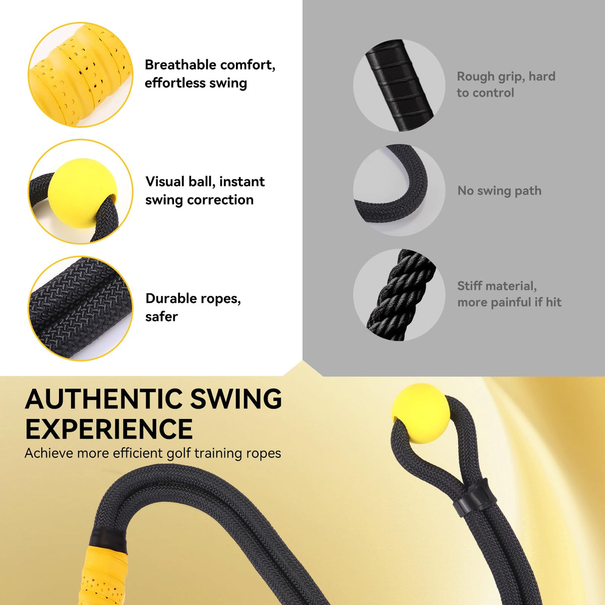 Golf Rope Swing Trainer to Improve Speed, Tempo for Golf Warm-Up Practice
