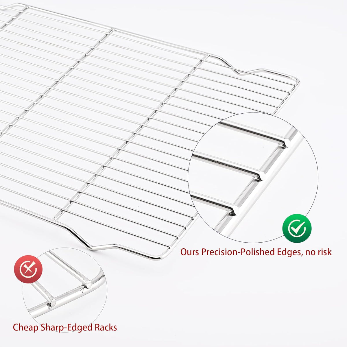 Cooling rack,2-Pack Heavy-Duty Stainless Steel wire rack for cooking (16.5"x11.5") - Oven Baking Wire Rack for Sheet Pans, Bread, Dishwasher Safe & Non-Toxic Metal Grates