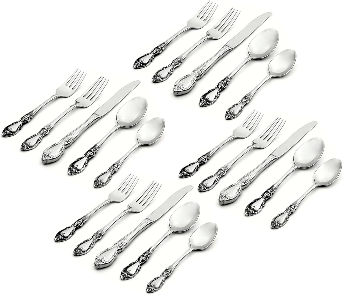 Oneida F114020AL20 Louisiana 20 Piece Fine Flatware Set, Service For 4