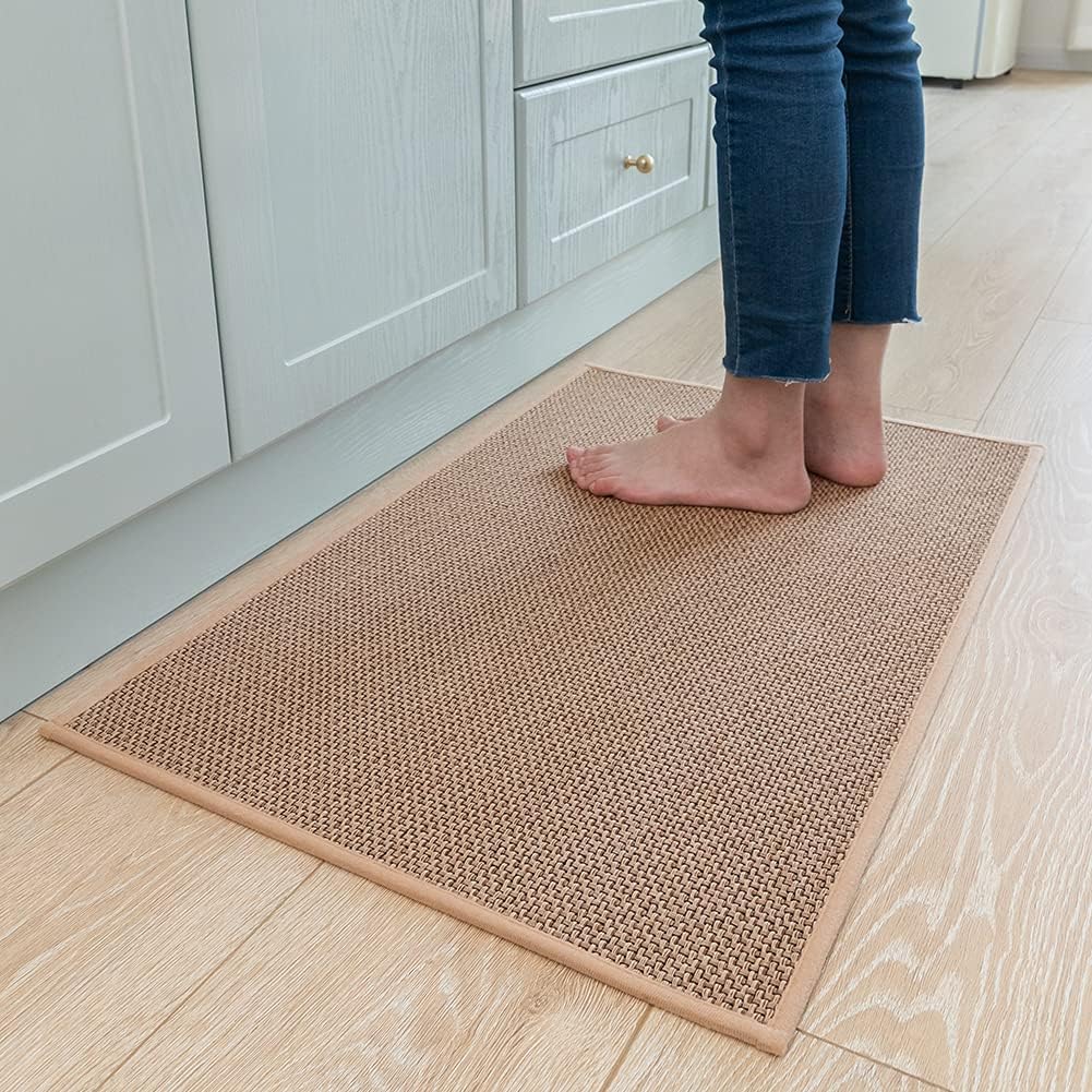 Kitchen Rugs and Mats Non Skid Washable, Absorbent Runner Rugs for Kitchen, Front of Sink, Kitchen Mats for Floor (Beige, 16"x24")