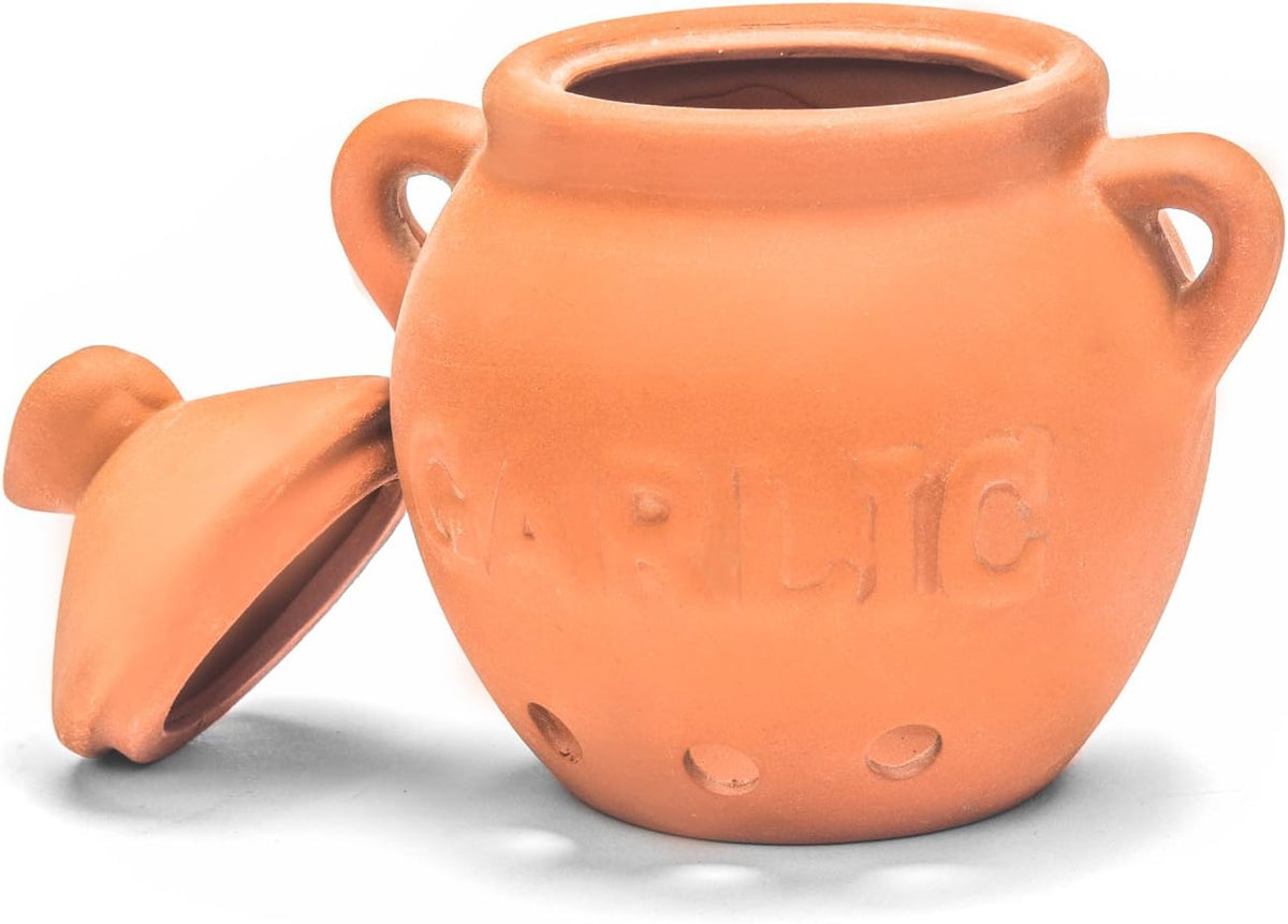 Fox Run Garlic Keeper, Terra Cotta, Red, 4.25 x 5.25 x 5.25 inches