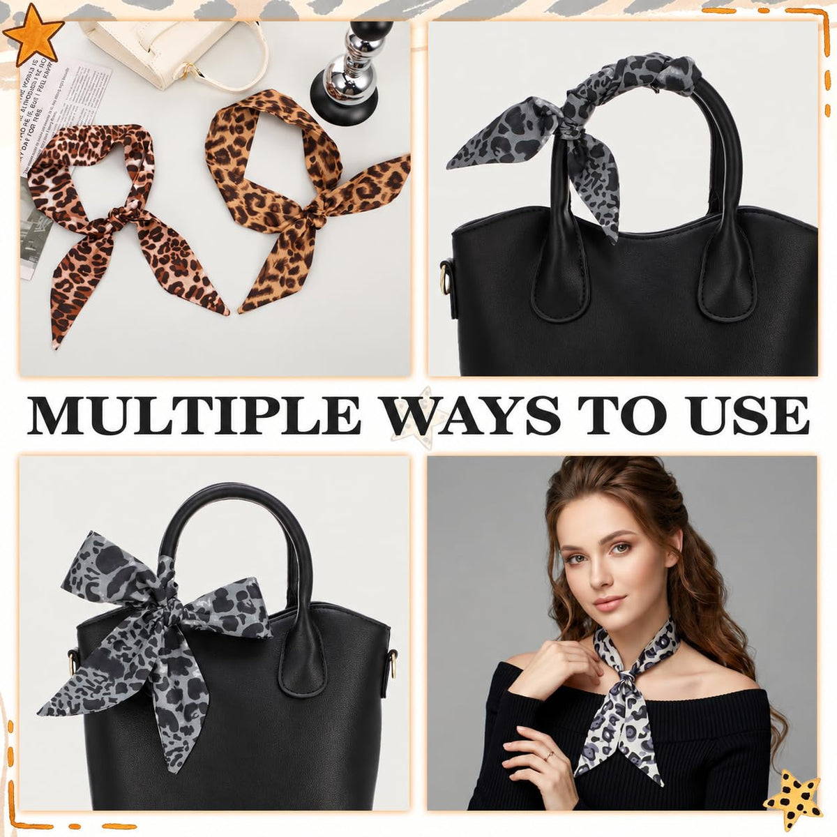 JATEBI 8 Pcs Leopard Bag Charms for Tote Bags