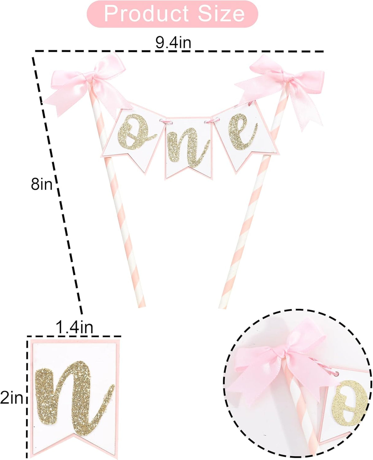 Pink Bow Ribbon Cake Topper - Bow Birthday Cake Topper,Coquette Themed Party Supplies,She's Tying The Knot,Bow 1st Birthday Cake Smash