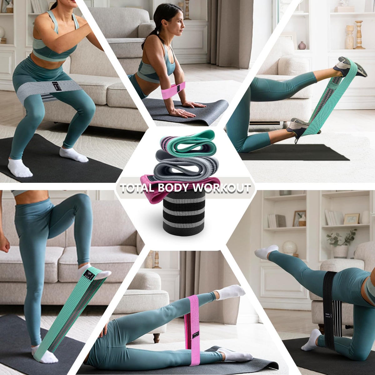 3 Levels Exercise Bands, Workout Fabric Resistance Bands for Women and Men