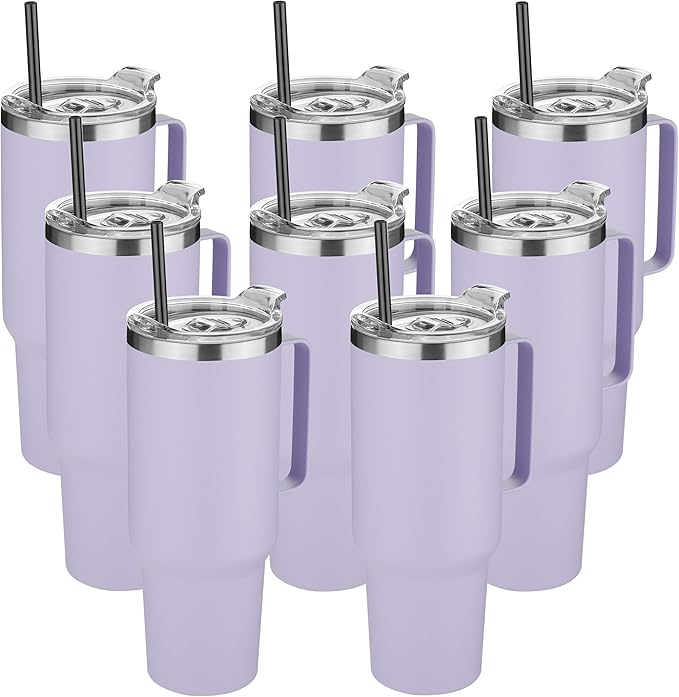 HASLE OUTFITTERS 40 oz Stainless Steel Tumbler with Handle, Vacuum Insulated Tumblers Bulk, Reusable Double Wall Travel Coffee Mug, Durable Powder Coated Water Bottle(Purple, 8)