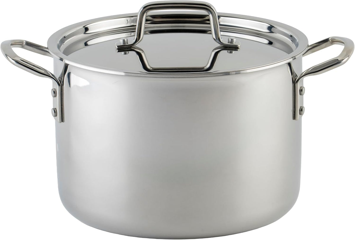 WINCO Tri-Ply Stock Pot, 8-quart, Silver