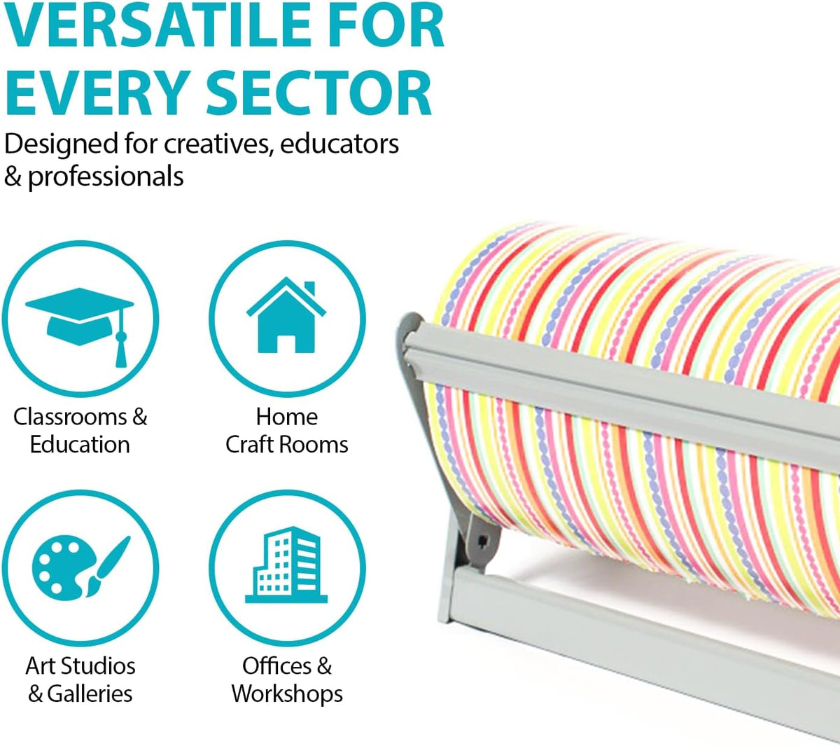 24" Wide Roll Paper Dispenser with Cutter for Desktop – Roll Dispenser with Straight Edge Cutter – Fits Craft, Freezer, Wrapping, Butcher Paper Roll or Cling Film – Heavy-Duty, Grey