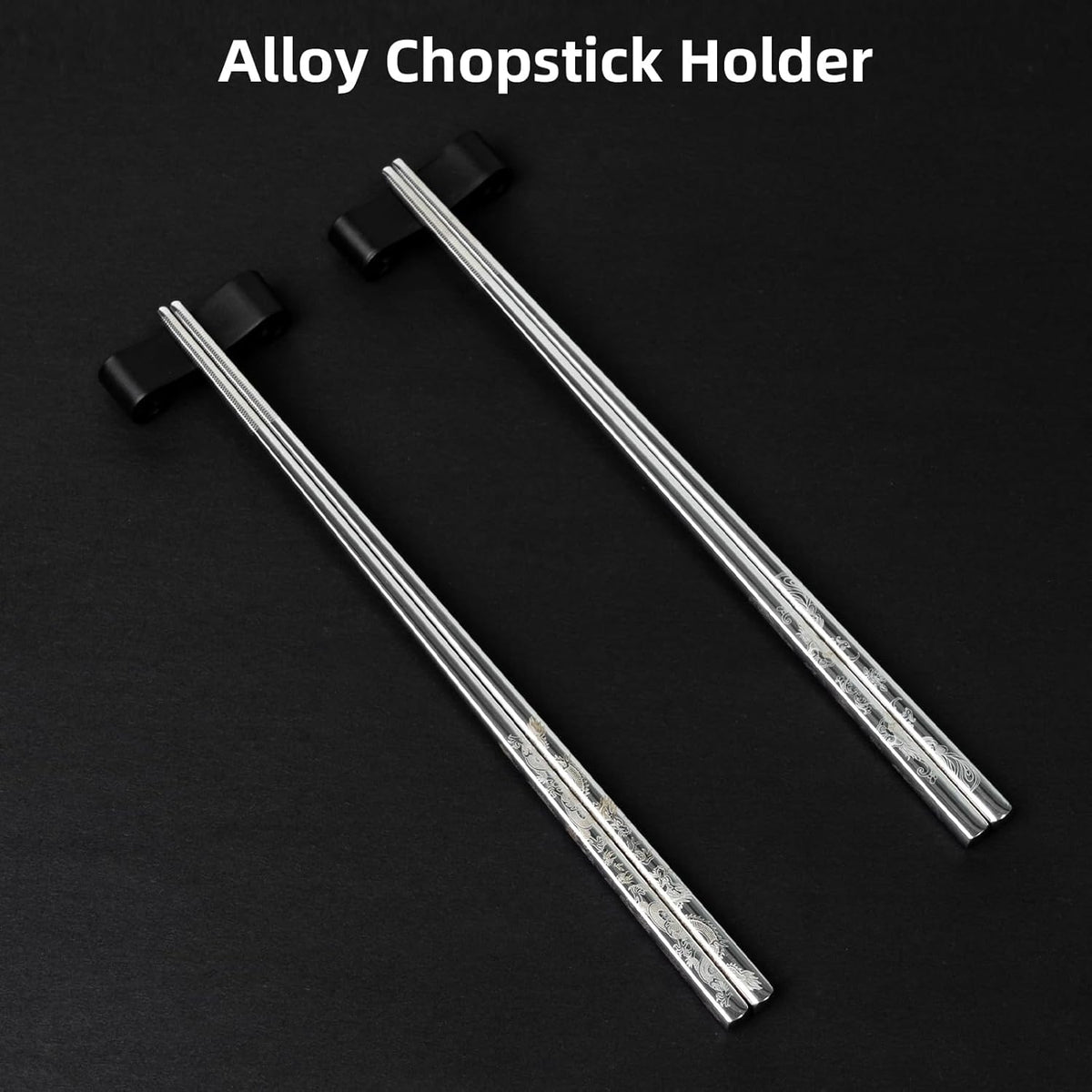 Reusable Metal Chopstick, Laser-Engraved Non-Slip Grip, Dishwasher Safe, Japanese & Korean Style, 2 Pairs Stainless Steel Chopsticks Gift Set for Cooking, Dining & Travel (9")