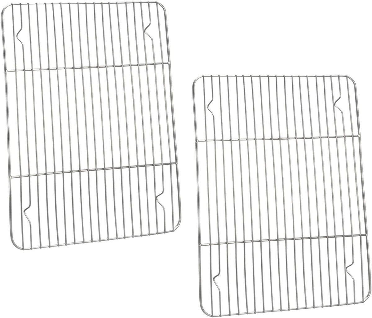 P&P CHEF Baking Cooling Rack Set for Cooking Roasting, 4-Piece Stainless Steel Wire Racks for Oven Use, Healthy & Dishwasher Safe, Rectangle, 11.6 Inch