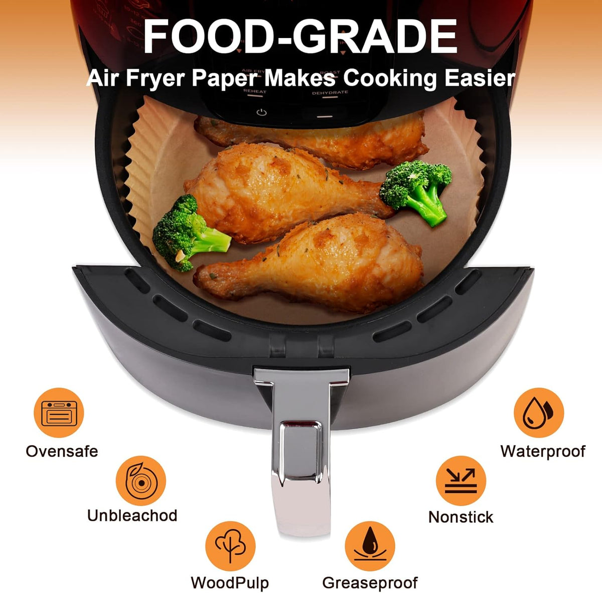 Air Fryer Liners for Ninja Air Fryer, 100 Pcs Disposable Paper Liner