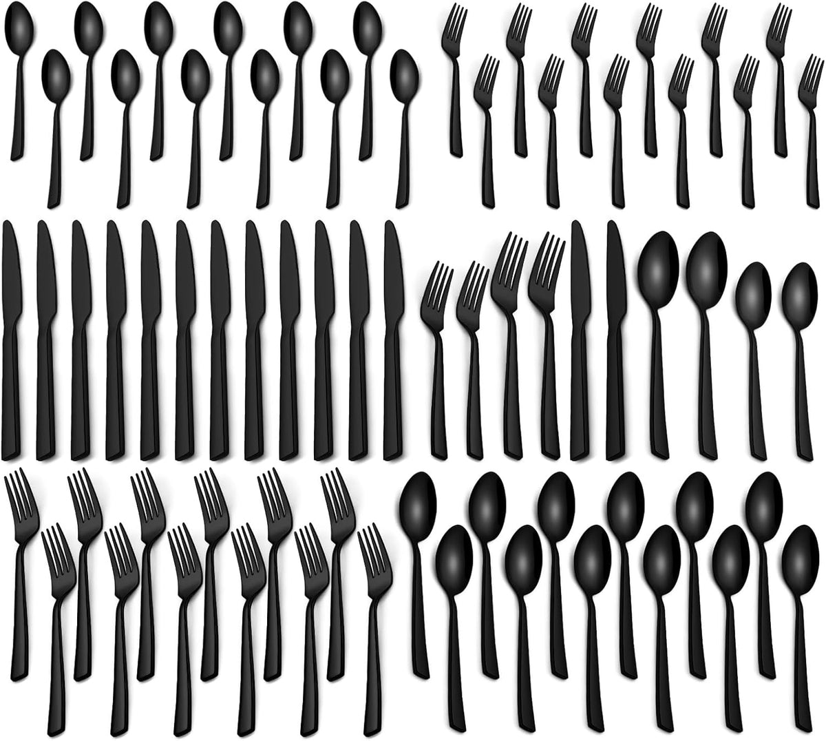 40 Pieces Black Silverware Set,Premium Stainless Steel Flatware Set For 8, Yoehka Mirror Polished Tableware Cutlery Set For Home And Restaurant, Include Knife/Spoon And Fork, Dishwasher Safe