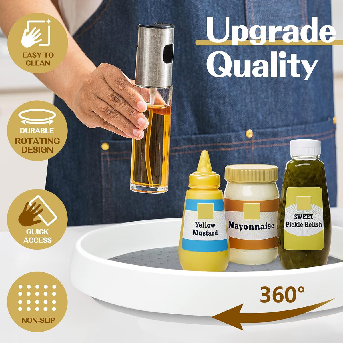 Non Skid Lazy Susan Turntable,Single Round Rotating Kitchen Spice Organizer for cabinets,Pantry, Bathroom, Refrigerator (12Inch)