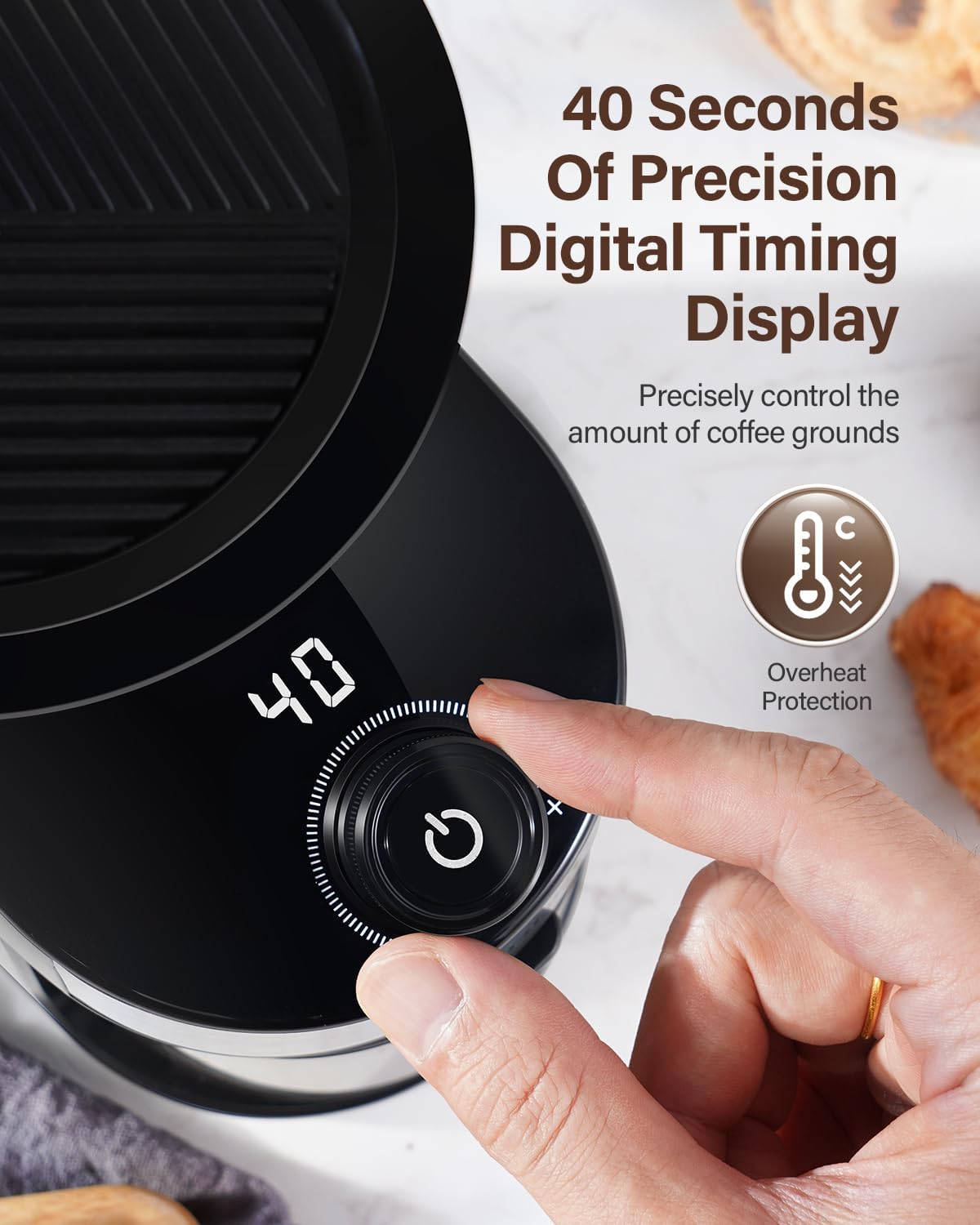 SHARDOR Electric Burr Coffee Grinder, 32 Precision Grind Settings, 40-Second Adjustable Timer, Chamber Cleaning Button, Designed for Coffee Enthusiasts