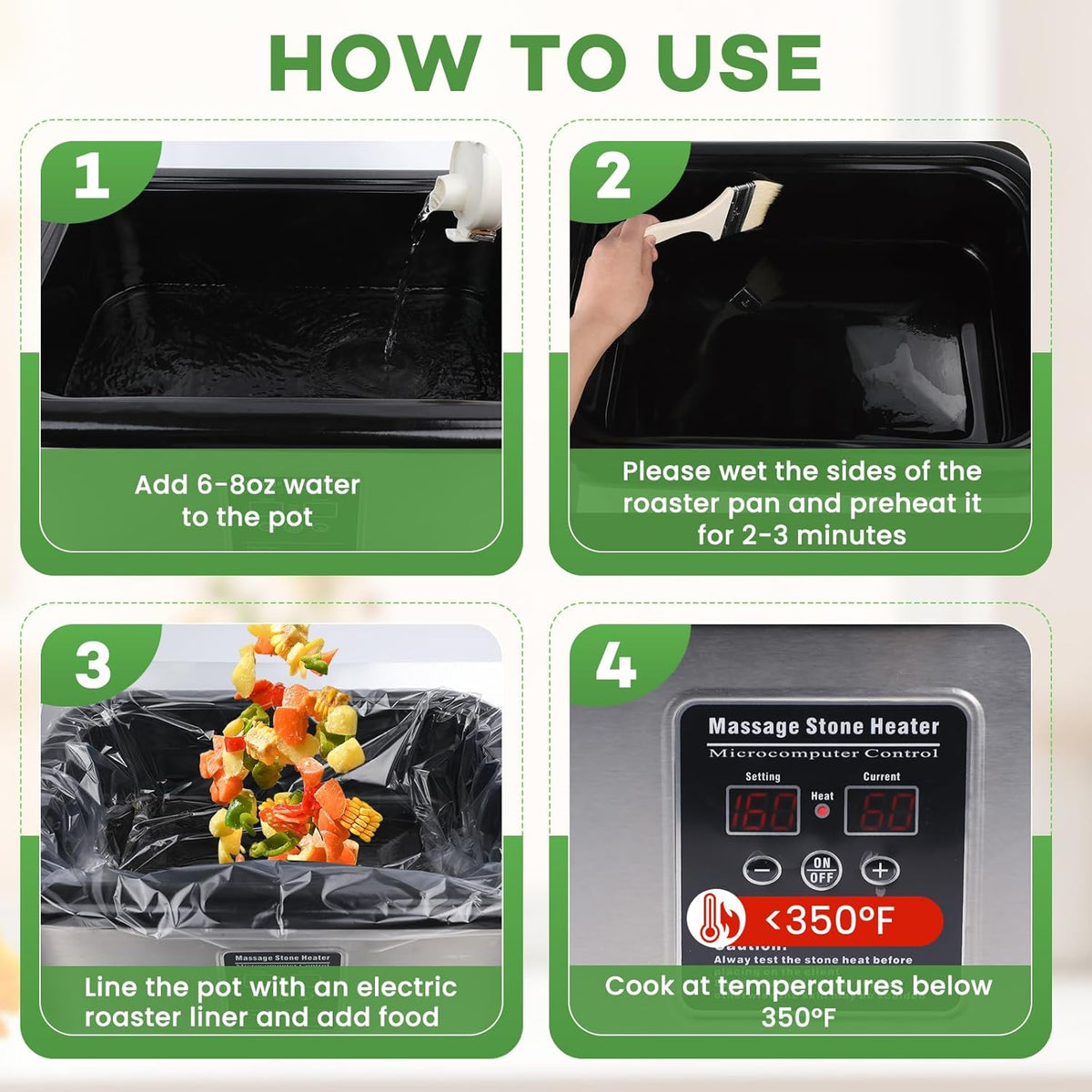 CAREGY Electric Roaster Liners 34 x 18 Inch 15 Counts Disposable Roaster Liners Fits 16, 18, 22 Quarts Roasters, Roasting Oven Liners Cooking Bags for Immediate Cleanup