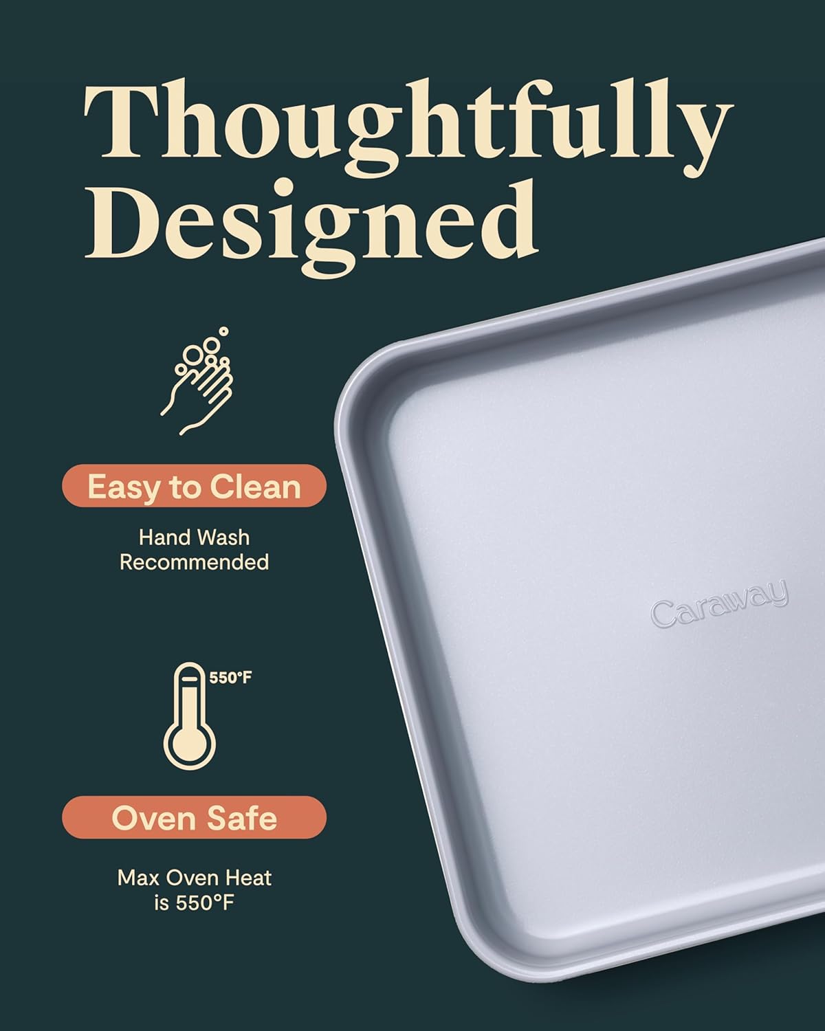Caraway 9” Square Pan Duo - Non-Stick Ceramic Coating - Free From Forever Chemicals - Cake Pan Perfect for Brownies, Lemon Bars, & More - Perracotta