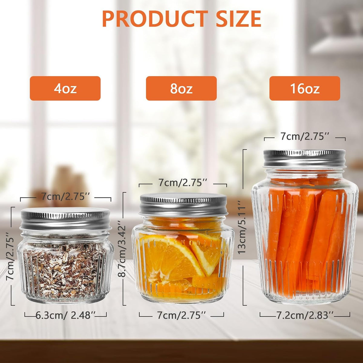 Cehomi Small Glass Mason Jars with Lids - 4 oz Vintage Canning Jars, Pickling Jars for Jelly, Jam, Honey, Pickles, Spice, Essential Preserver for Home Storage and Gifting 8 Pack