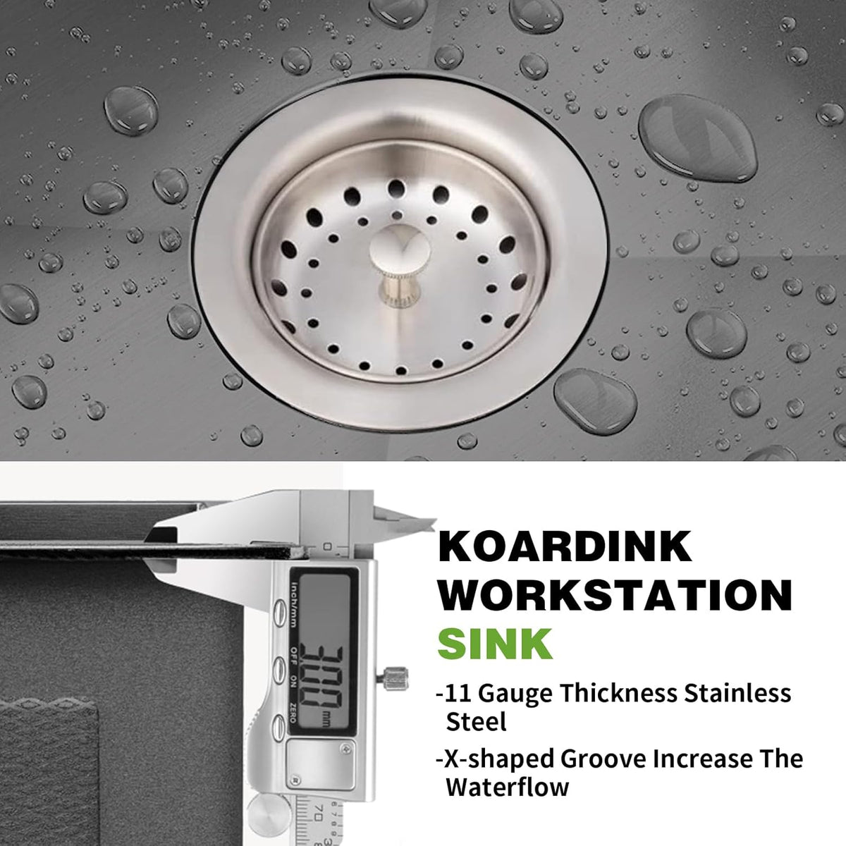 Black 33x22 Inch Stainless Steel Kitchen Sink - Drop In Modern Single Bowl Topmount Kitchen Sink With Silicon Mat,Drain Strainer Set Offering Large Basin Compatibility With Various Kitchen&Bar Style