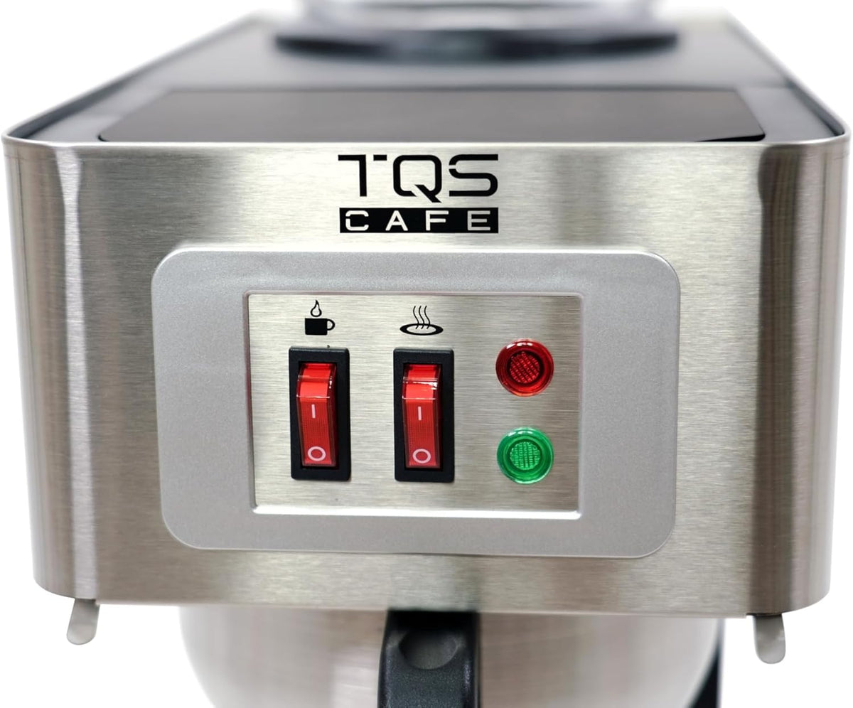 12-Cup Commercial Coffee Maker Stainless Steel - Double Coffee Machine for Office, Restaurant, Industrial Use - 110V High Capacity Office Coffee Maker - TQS Cafe