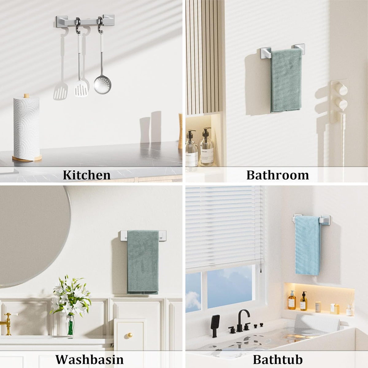 Alise Brushed Nickel Towel Bars,11.82 Inch Towel Holder Towel Racks for Bathroom and Lavatory,SUS304 Stainless Steel Hand Towel Hanger Rail Wall Mount,Useable Length 10.04 Inch Towel Bar, GYT030-LS
