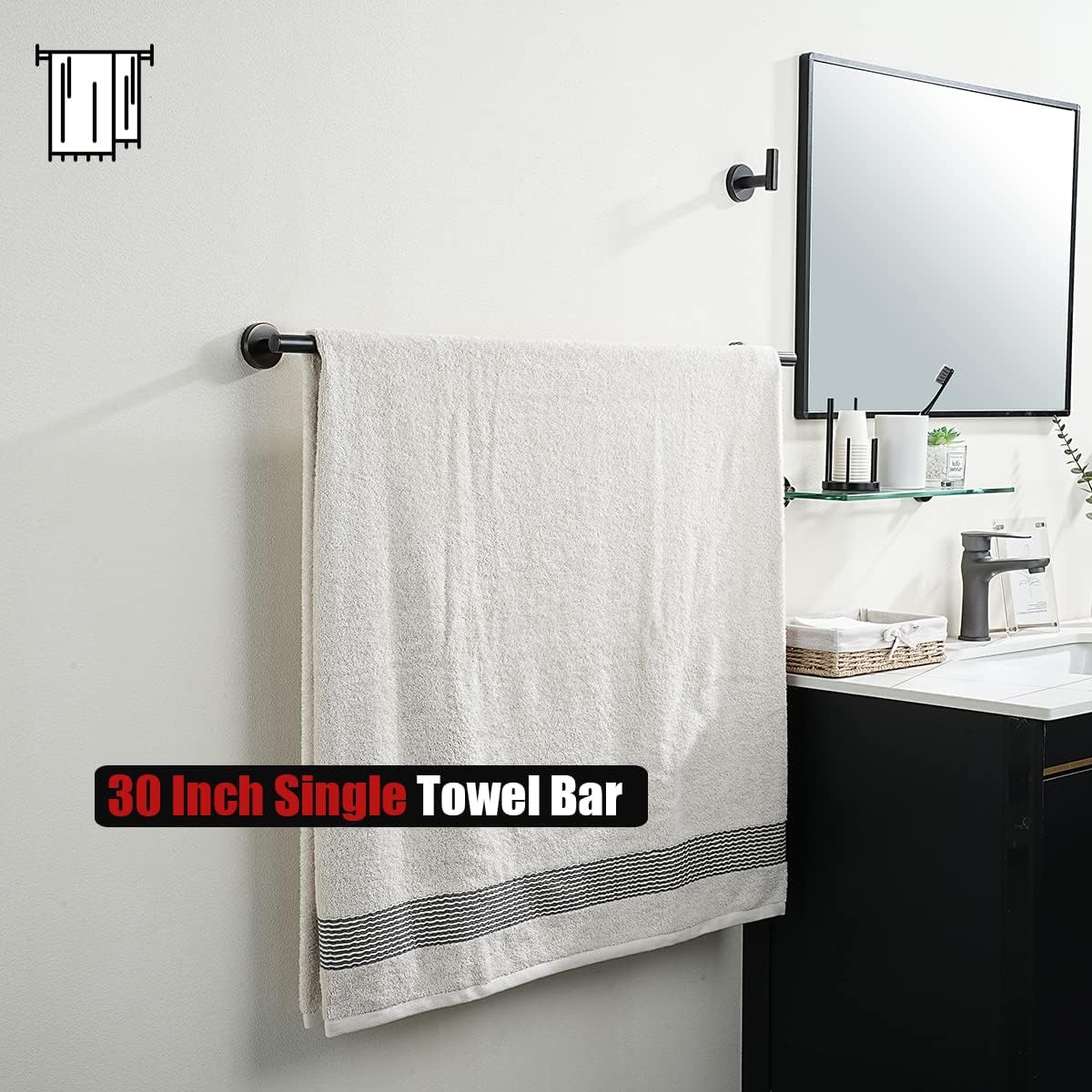 JQK Oil Rubbed Bronze Towel Bar, 33 Inch 304 Stainless Steel Thicken 0.8mm Towel Rack Bathroom, Towel Holder ORB Wall Mount, Useable Length 30 Inch, TB110L30-ORB