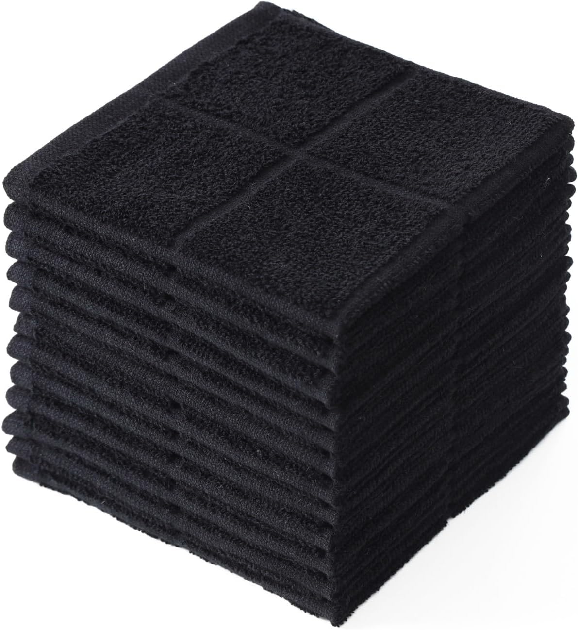 Glynniss Dishcloths Kitchen Highly Absorbent Dish Rags 100% Cotton Dish Cloths for Washing Dishes, Cleaning (Black, 11x11)