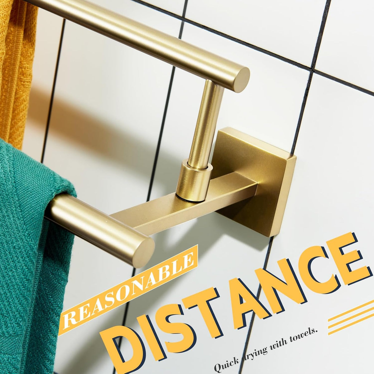 KOKOSIRI Bath Towel Bars 32-Inch Double Towel Rails Overlength Bathroom Racks for Cabinet Kitchen Brushed Gold Stainless Steel B5009BG-L32