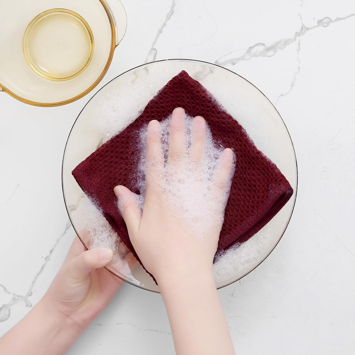 Homaxy 100% Cotton Waffle Weave Kitchen Dish Cloths, Ultra Soft Absorbent Quick Drying Dish Towels, 12 x 12 Inches, 12-Pack, Burgundy