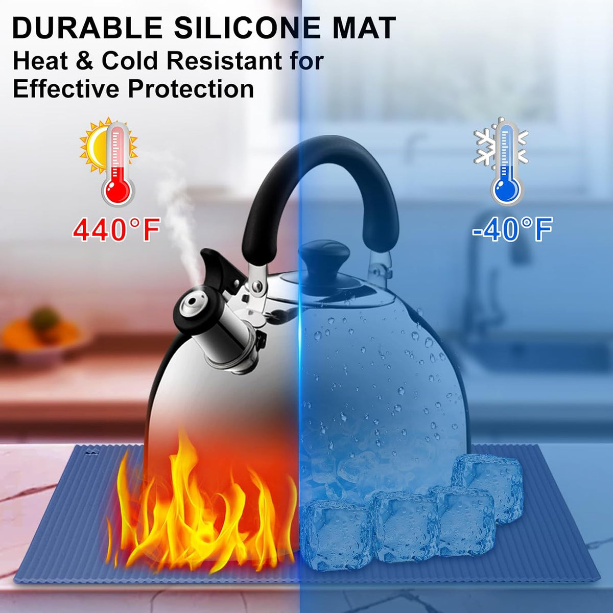 2 Pack 9.5"x14.2" Trivets for Hot Dishes, Hot Pads for Kitchen, Silicone Trivets for Hot Pots and Pans, Hot Plates to Protect Table, Heat Resistant Silicone Trivet (Blue, 9.5"x14.2")