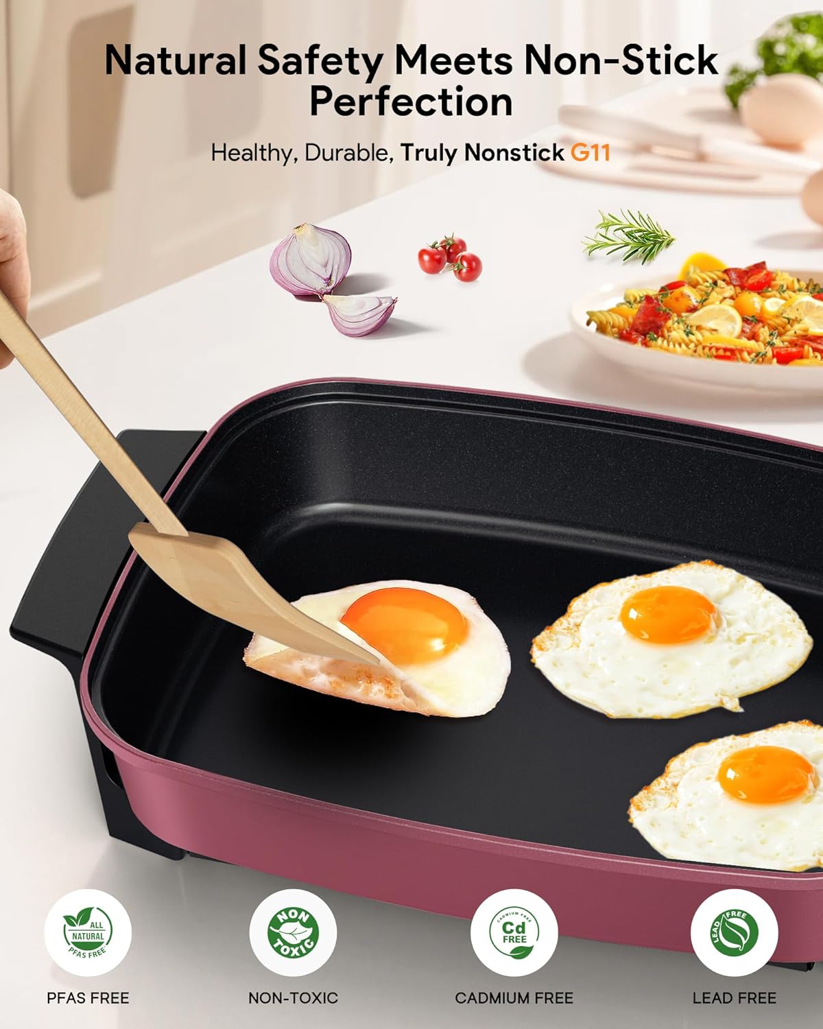 Nuwave Medley XL Digital Electric Skillet, Family Size Griddle w/Glass Lid, 2025 New & Improved Precision Heating, 100°-425°F, PFAS Free G11 Nonstick Ceramic Coating, Portable Hot Plate, 7qt Capacity