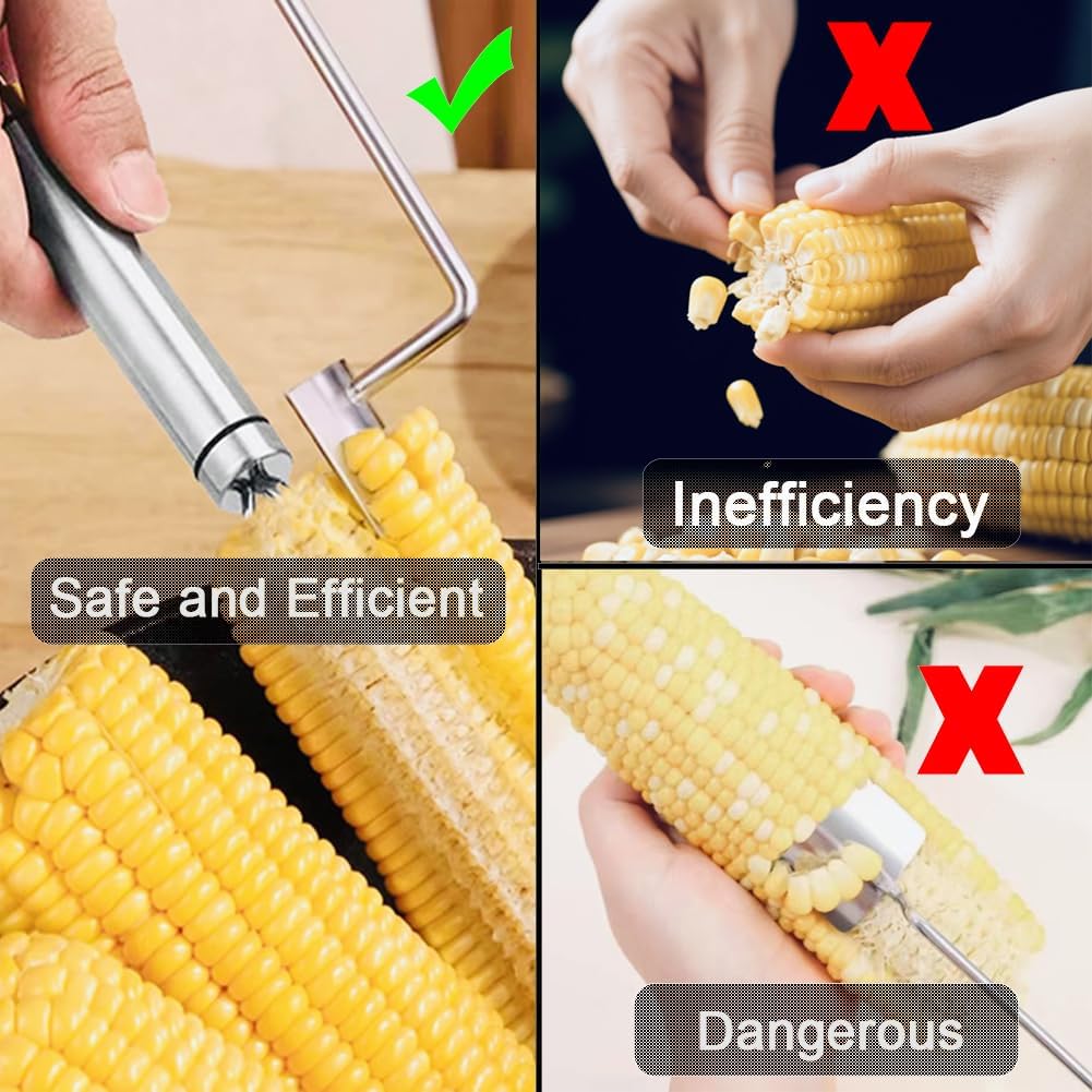 Corn Peeler, Corn Peeler for Corn on the Cob, Stainless Steel Corn Cob Stripper Tool Set, Avoid Cutting the Hands, Gift for Cooking Enthusiasts, Suitable for Kitchen and Outdoor Dining
