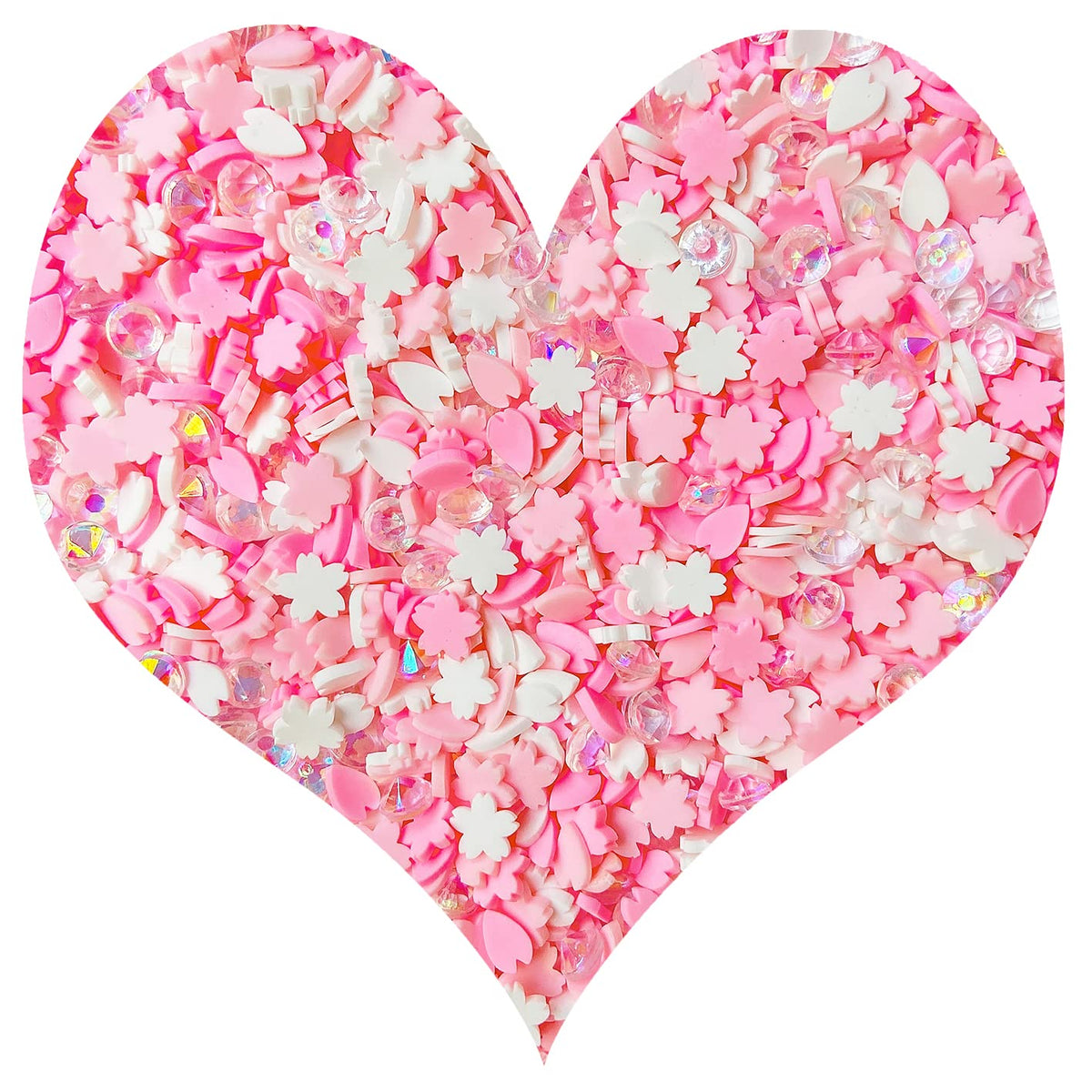 EHOPE Fake Sprinkles Resin Sprinkles Fake Candy Sprinkles Clay Sprinkles Polymer Sprinkles Polymer Clay Slices for Nail Art DIY Crafts Cake Phone Case(40G-Pink Cherry Blossoms+Zuan-23)
