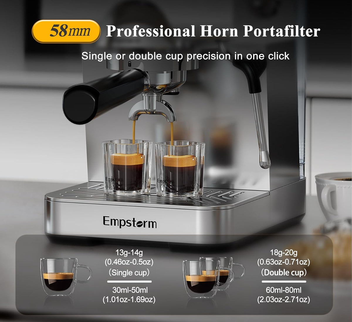 Espresso Machine 20 Bar with Steam Milk Frother, Stainless Steel Espresso maker with LED Display | Cold Brew & Hot Coffee Maker, Professional Cappuccino Expresso Machine for Home and Office