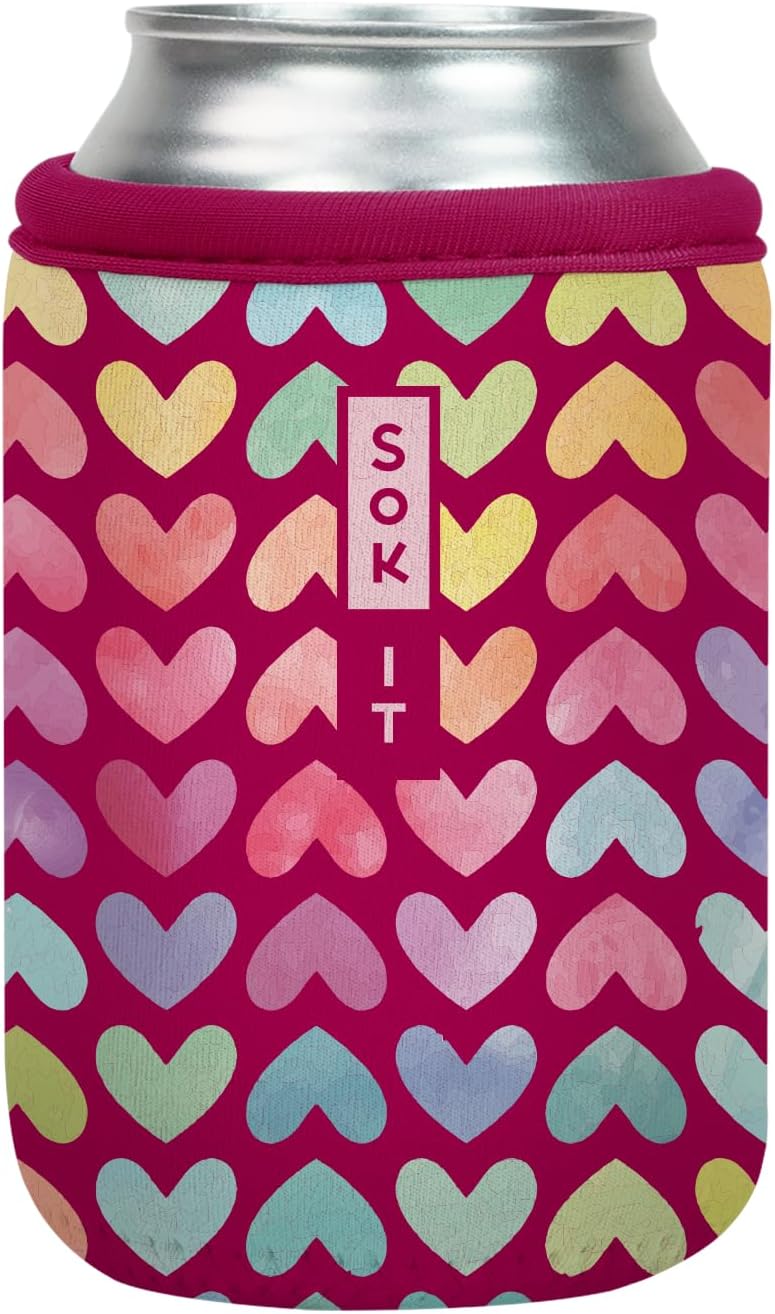 Sok It CanSok Sleeve for Beer & Soda Insulated Neoprene Cover (Heart Strings, 12oz Can Sleeve)