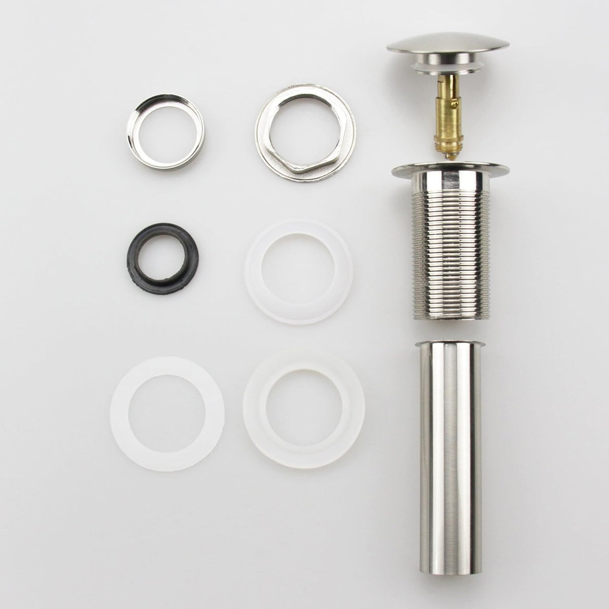Brushed Nickel Pop Up Sink Drain Without Overflow, Bathroom Faucet Vessel Sink Drain Stopper 1-5/8" Without Overflow Fits 1.25" to 1.5" Drain Holes